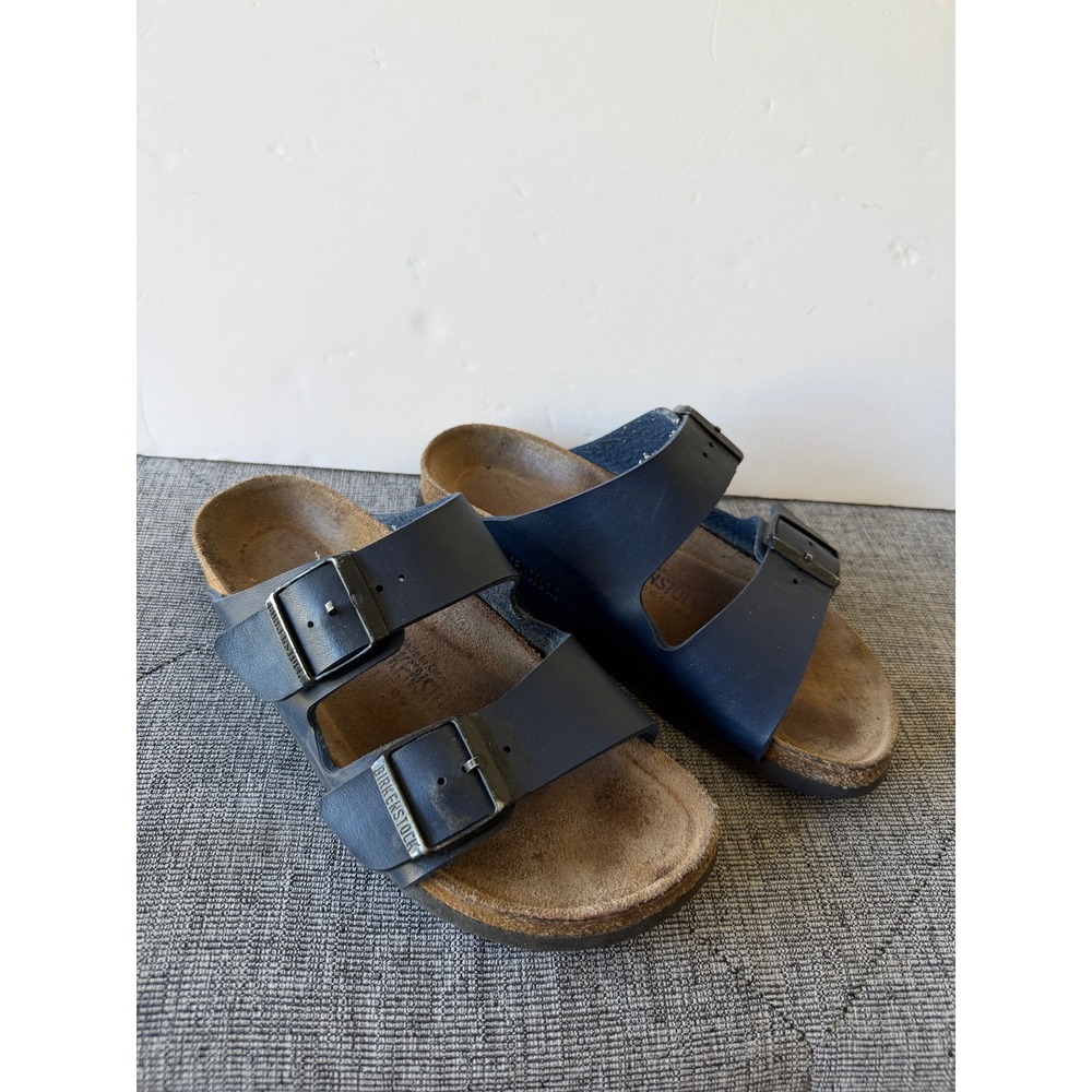 Birkenstock Arizona Soft Footbed Navy Leather Sandals 37 L6 M4 Narrow